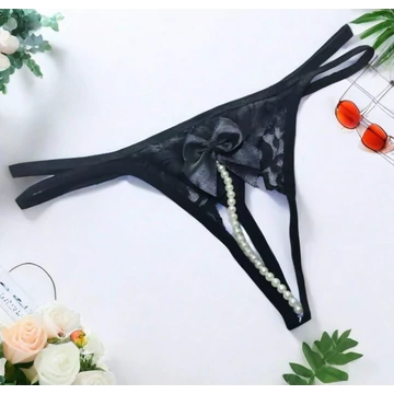 Gvendolin – fekete gyöngyös nyitott tanga