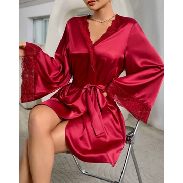 Mariselle - bordó szatén köntös