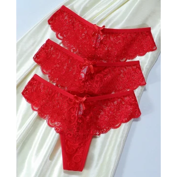 Sorena - piros csipke tanga bugyi - 3db