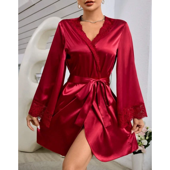 Mariselle - bordó szatén köntös