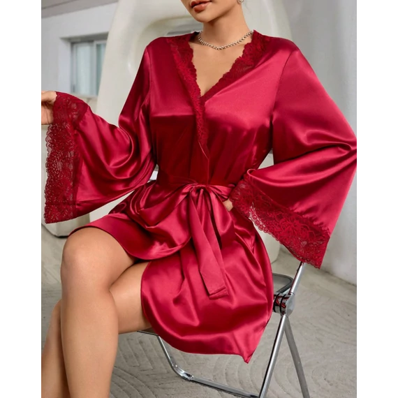 Mariselle - bordó szatén köntös