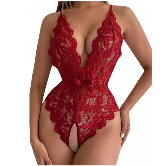 Carisse - piros alul nyitott szexi body