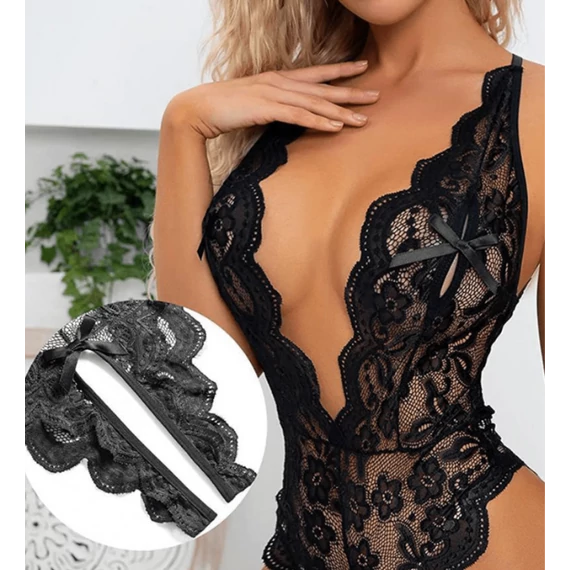 Giselle - fekete alul nyitott body