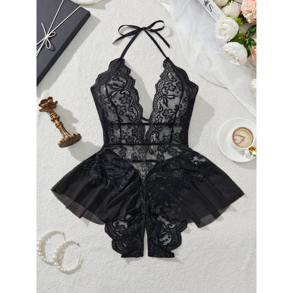 Nolara – alul nyitott szexi body plus size – fekete