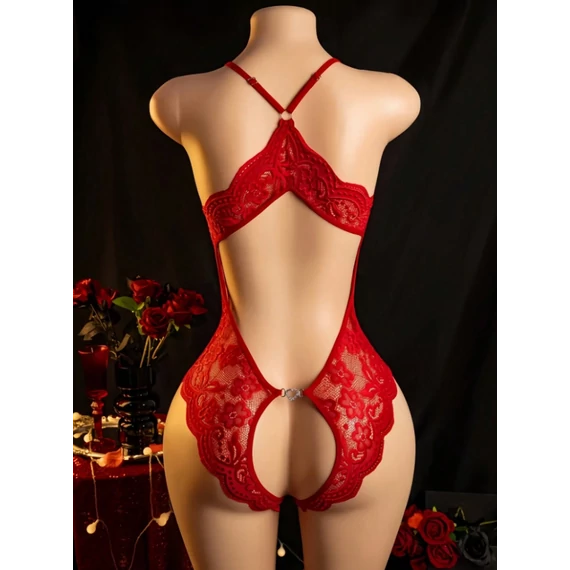 Giselle – csipke alul nyitott body – bordó