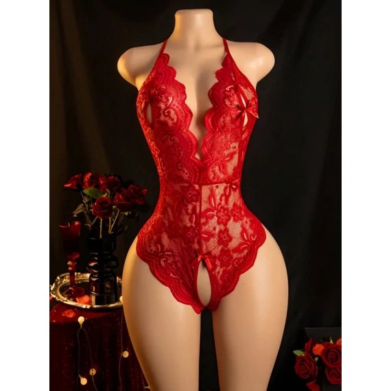 Giselle – csipke alul nyitott body – bordó