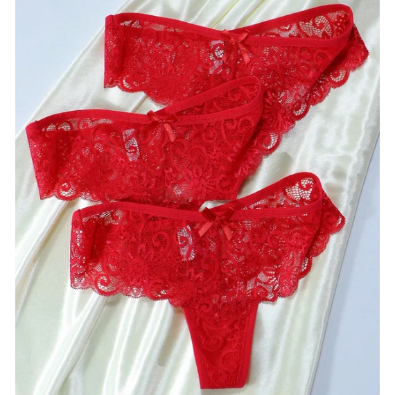 Sorena - piros csipke tanga bugyi - 3db