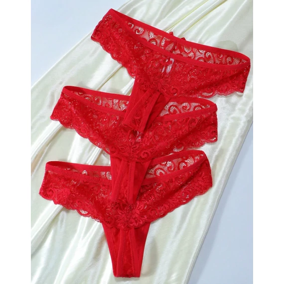 Sorena - piros csipke tanga bugyi - 3db