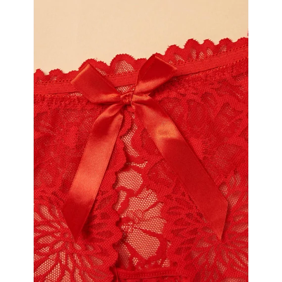 Amara - plus size piros csipkés nyitott tanga 