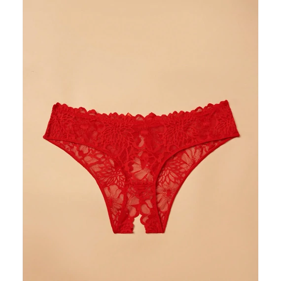 Amara - plus size piros csipkés nyitott tanga 