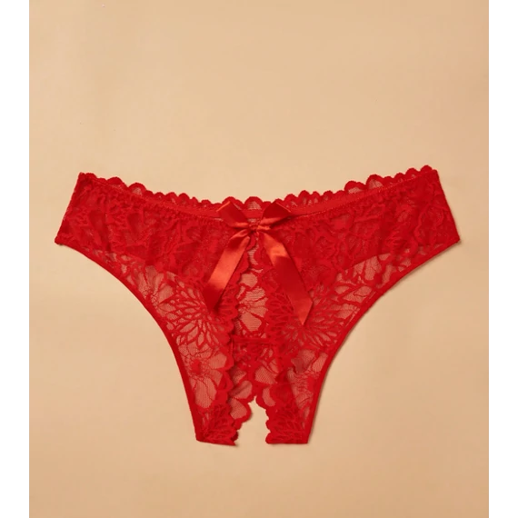 Amara - plus size piros csipkés nyitott tanga 