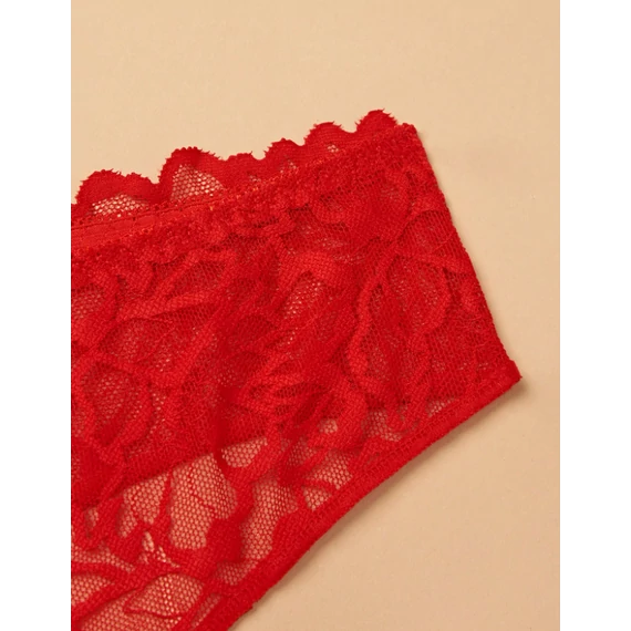 Amara - plus size piros csipkés nyitott tanga 