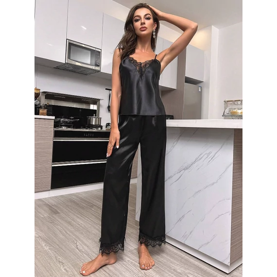 Elavine – szatén 2 részes pizsama - fekete