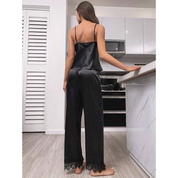 Elavine – szatén 2 részes pizsama - fekete