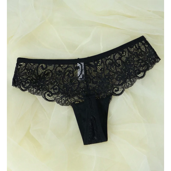Sorena – fekete csipke tanga bugyi